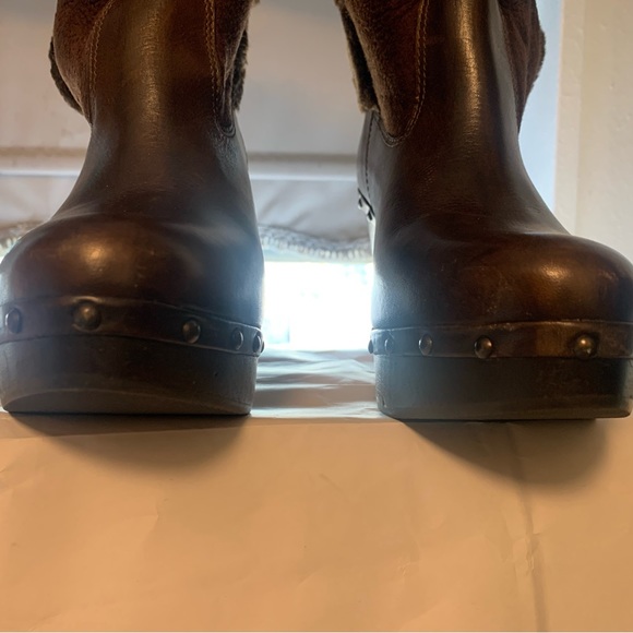 Women’s Frye Brown Boots Leather Suede Pull on Mid Calf Boots - Picture 5 of 8